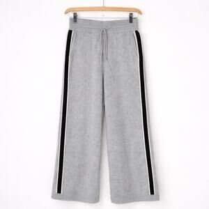 LIT Gray Wide Leg Loungecore Sweatpants XS Black Stripe Athleisure Lounge Pants